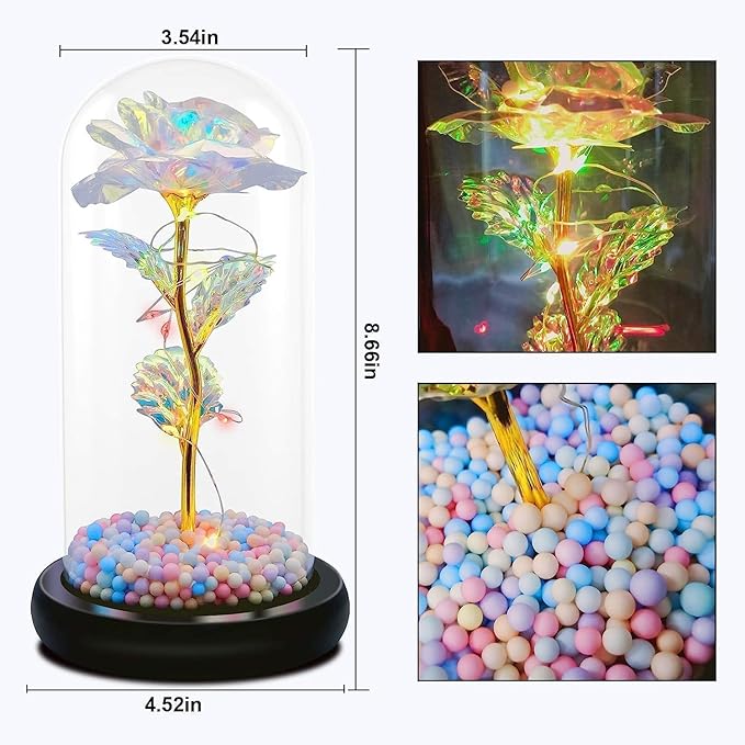 Enchanted Galaxy Glass Rose Flower with LED Light Ideas for Birthday,Anniversary gifts
